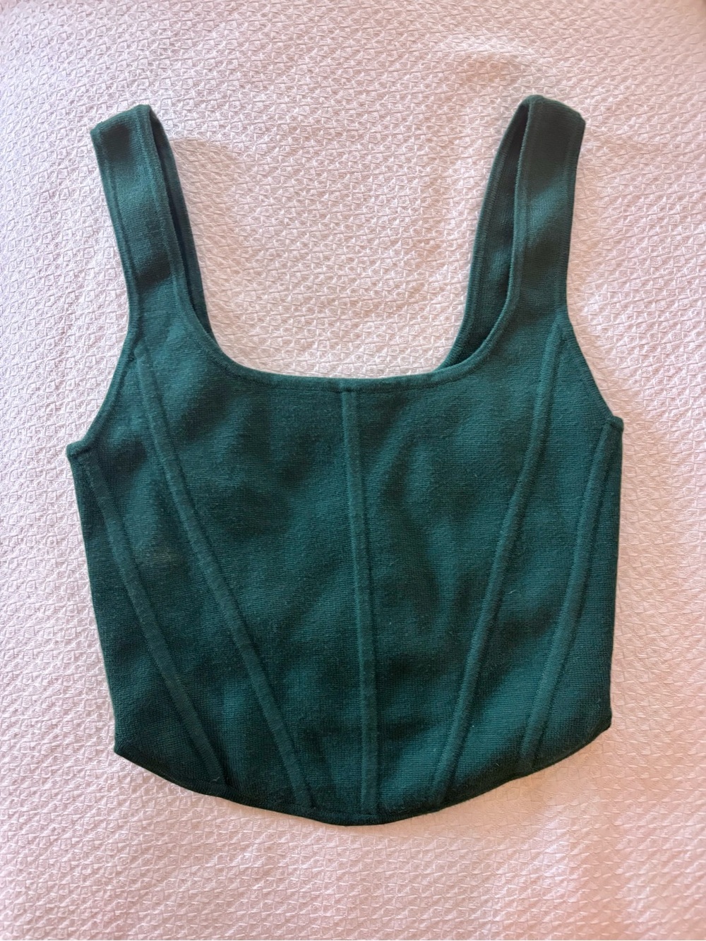 Women's Dark Green Corset Style Crop Tank Top
